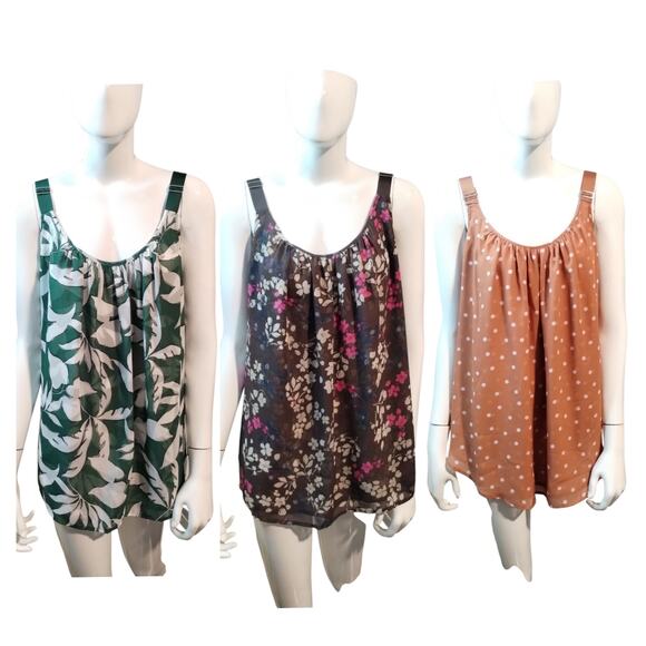 Lane Bryant Bundle of 3 Women's size 16 Flowy Summer Fresh Boho Chiffon Tops - Picture 1 of 11